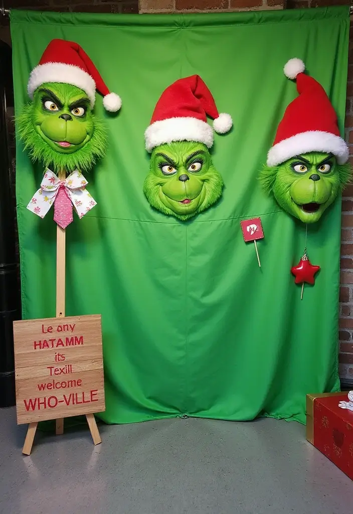 25 Creative Grinch Decorations DIY for Christmas Fun 13 25 Creative Grinch Decorations DIY for Christmas Fun - 13. Grinch Themed Photo Booth