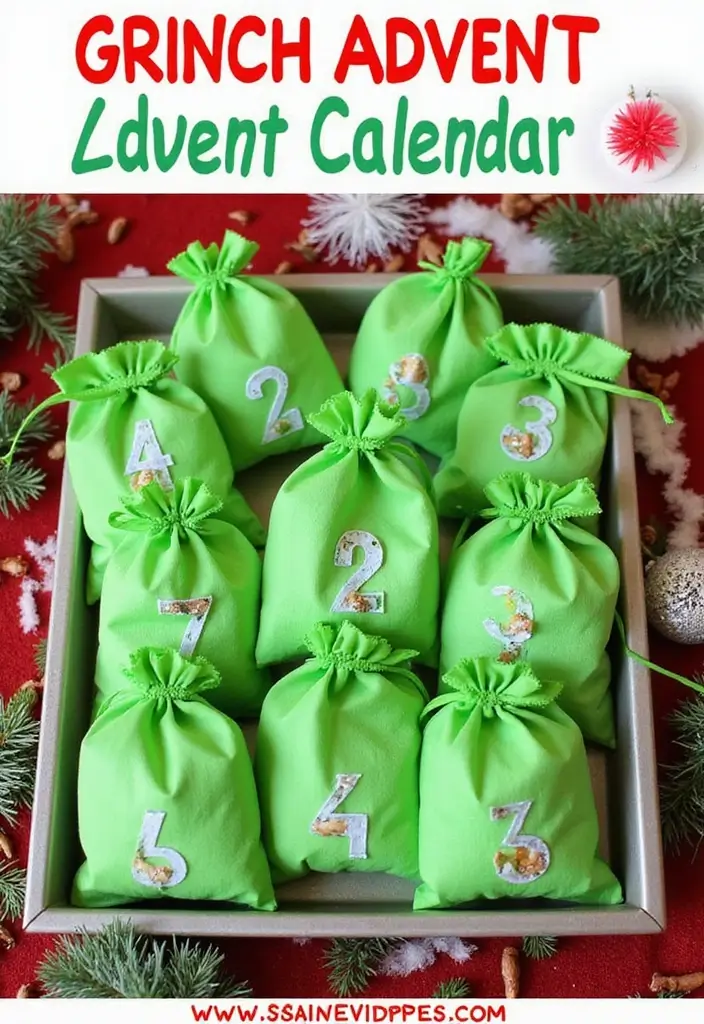 25 Creative Grinch Decorations DIY for Christmas Fun 14 25 Creative Grinch Decorations DIY for Christmas Fun - 14. DIY Grinch Advent Calendar