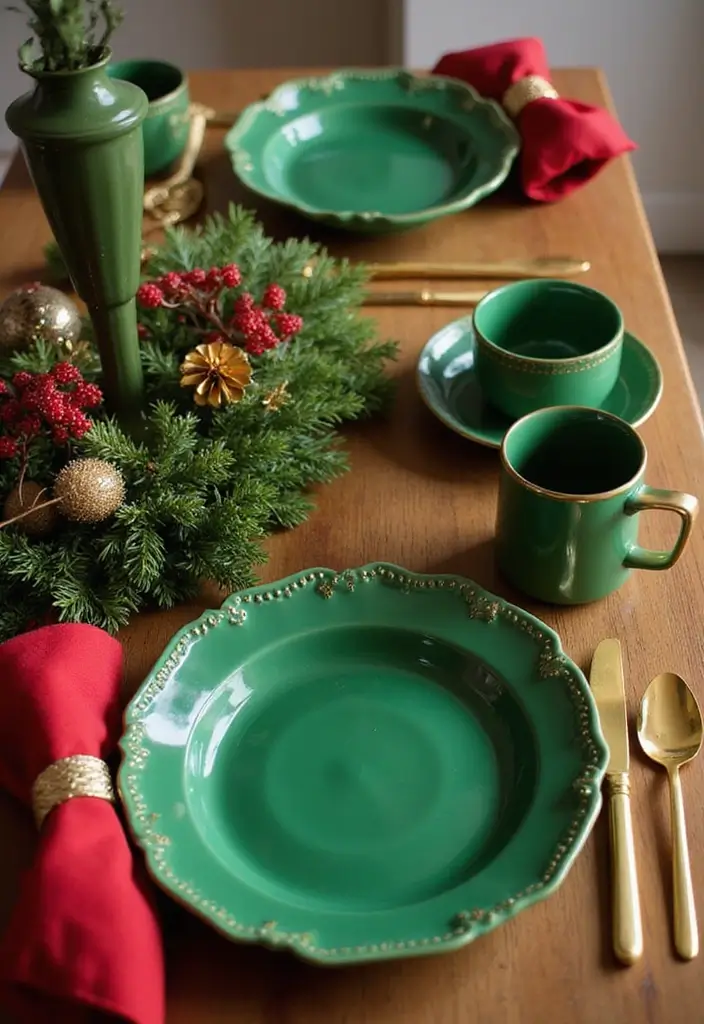 25 Creative Grinch Decorations DIY for Christmas Fun 15 25 Creative Grinch Decorations DIY for Christmas Fun - 15. Grinch Table Setting with Green Dishes