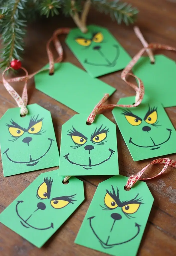 25 Creative Grinch Decorations DIY for Christmas Fun 22 25 Creative Grinch Decorations DIY for Christmas Fun - 22. Grinch-Themed Gift Tags