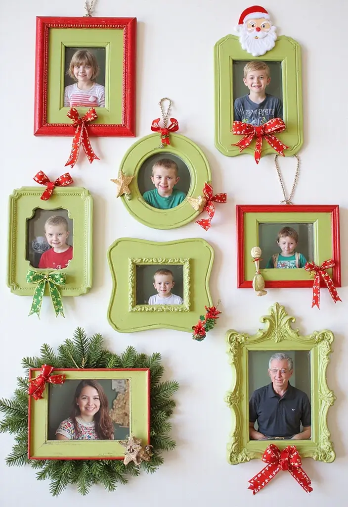 25 Creative Grinch Decorations DIY for Christmas Fun 25 25 Creative Grinch Decorations DIY for Christmas Fun - 25. Grinch-Themed DIY Photo Frames