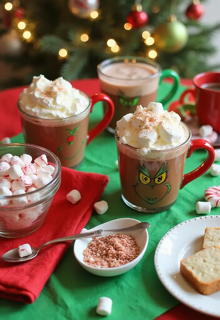 25 Creative Grinch Decorations DIY for Christmas Fun 6 25 Creative Grinch Decorations DIY for Christmas Fun - 6. Grinch Hot Cocoa Bar