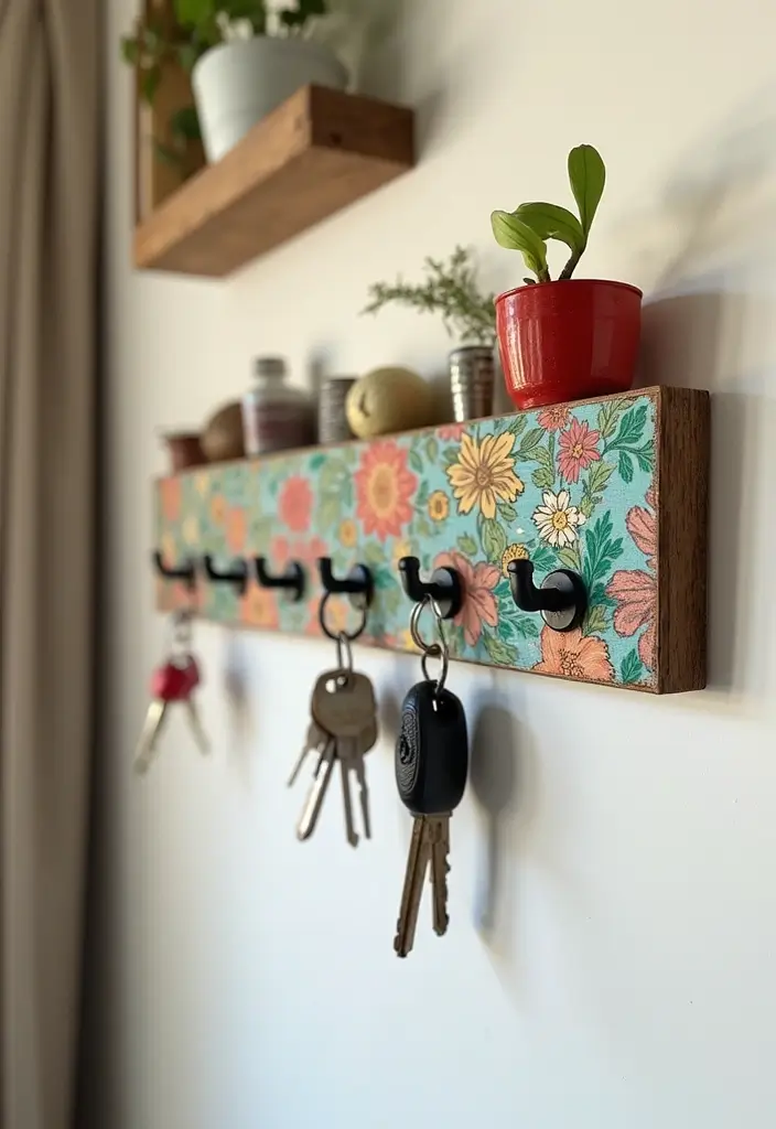 25 Cute DIY Room Decor Hacks You’ll Want to Try Now 15 25 Cute DIY Room Decor Hacks You’ll Want to Try Now - 15. DIY Key Holder with a Touch of Art