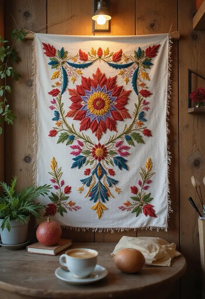 25 Cute DIY Room Decor Hacks You’ll Want to Try Now 17 25 Cute DIY Room Decor Hacks You’ll Want to Try Now - 17. Embroidered Wall Art