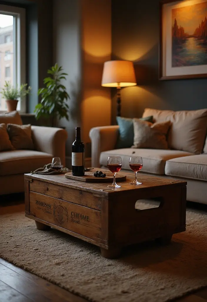 25 DIY Coffee Table Projects That Wow Guests 15 25 DIY Coffee Table Projects That Wow Guests - 15. Rustic Wine Crate Coffee Table
