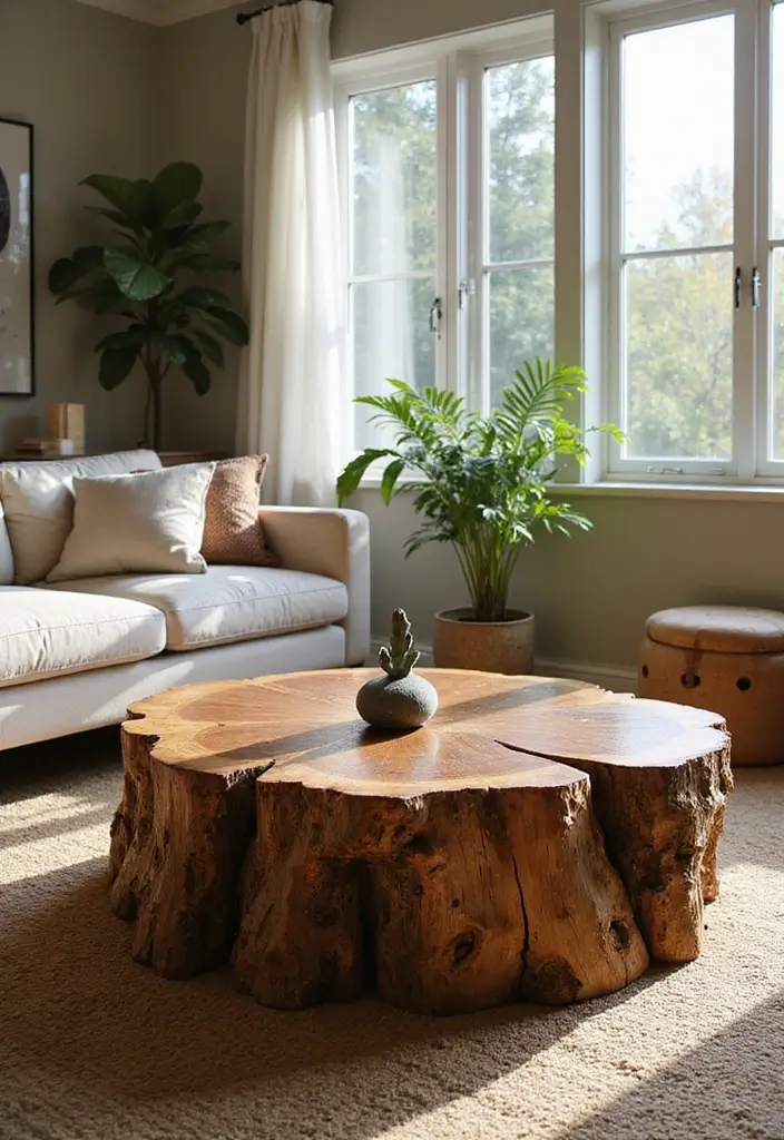 25 DIY Coffee Table Projects That Wow Guests 24 25 DIY Coffee Table Projects That Wow Guests - 24. Whimsical Tree Stump Table