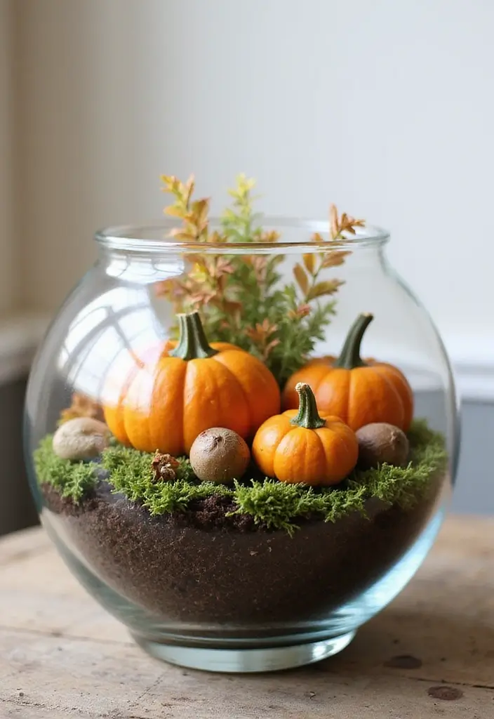 25 Eco-Friendly Fall Centerpieces DIY for Warm Gatherings 10 25 Eco-Friendly Fall Centerpieces DIY for Warm Gatherings - 10. Terrarium of Autumn