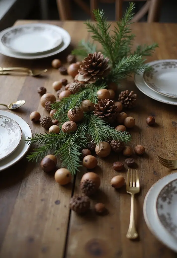 25 Eco-Friendly Fall Centerpieces DIY for Warm Gatherings 14 25 Eco-Friendly Fall Centerpieces DIY for Warm Gatherings - 14. Nature’s Confetti: Acorns & Pinecones