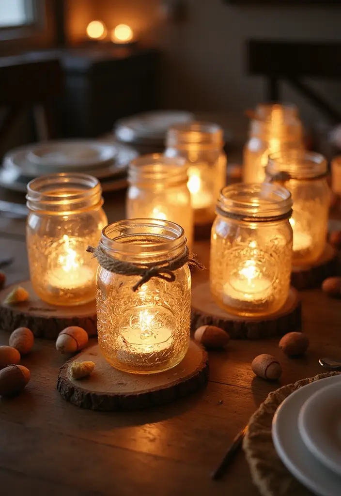 25 Eco-Friendly Fall Centerpieces DIY for Warm Gatherings 3 25 Eco-Friendly Fall Centerpieces DIY for Warm Gatherings - 3. Rustic Mason Jar Lanterns