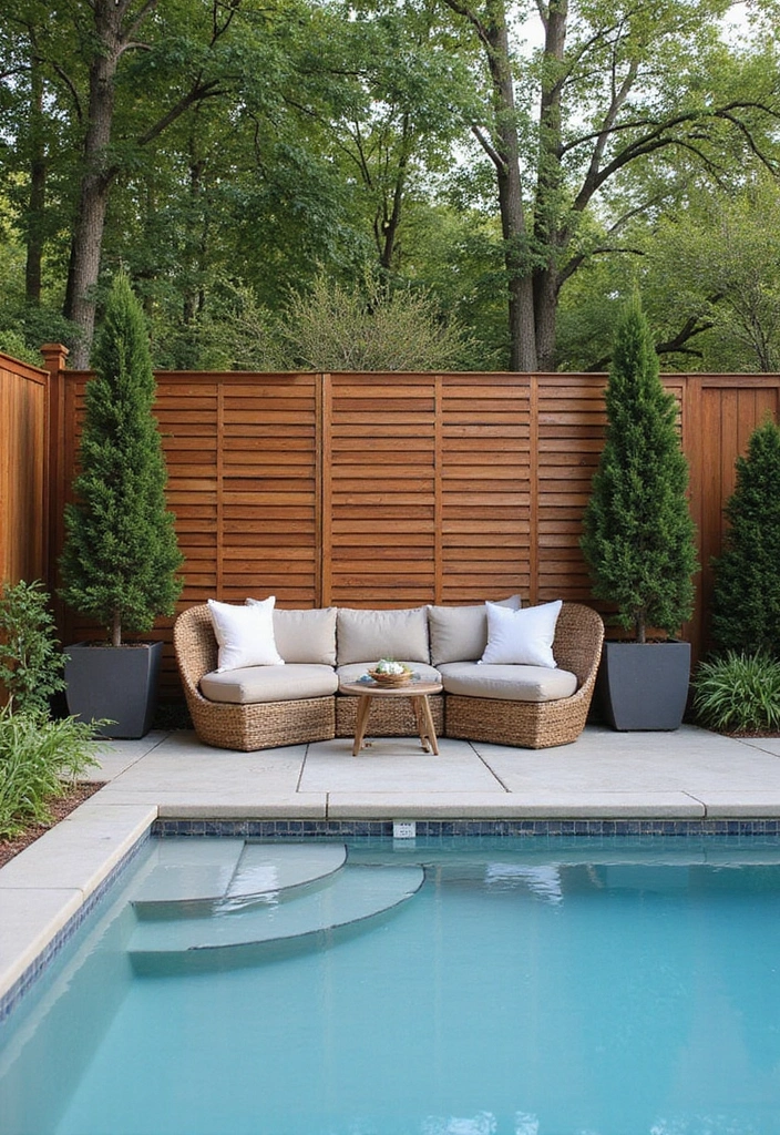 25 Privacy Screen Outdoor DIY Projects That Add Style 11 25 Privacy Screen Outdoor DIY Projects That Add Style - 11. Poolside Privacy Wall
