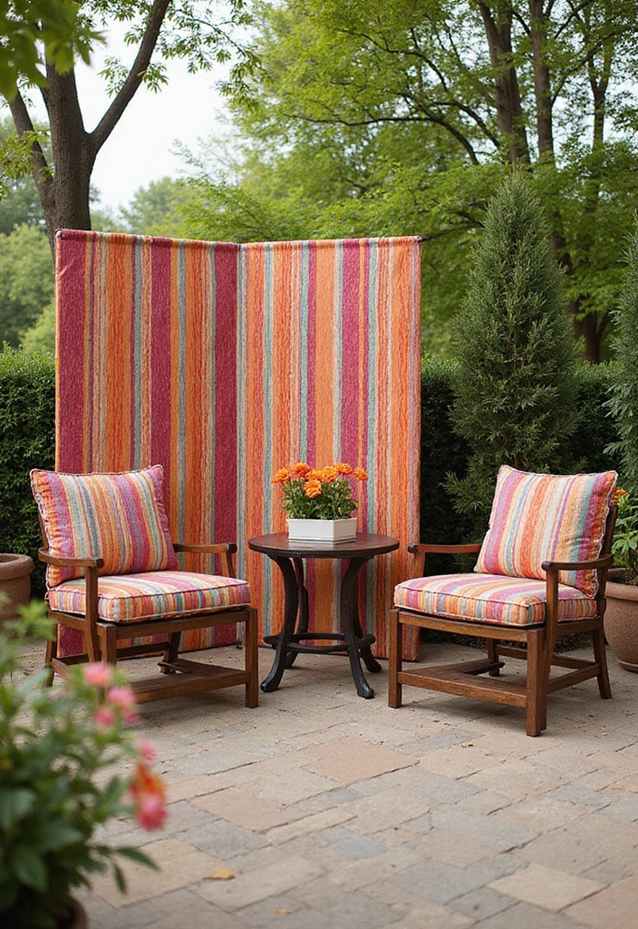 25 Privacy Screen Outdoor DIY Projects That Add Style 4 25 Privacy Screen Outdoor DIY Projects That Add Style - 4. DIY Fabric Panel Screens