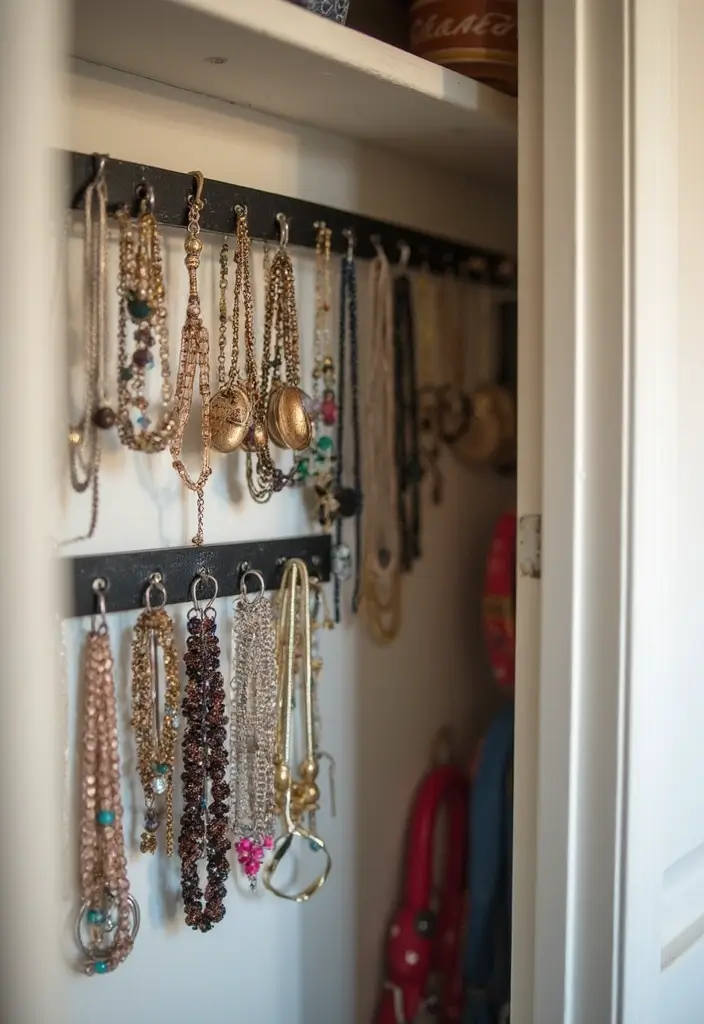 25 Small Closet Ideas DIY You’ll Wish You Knew Sooner - 14. Try Magnet Strips for Jewelry