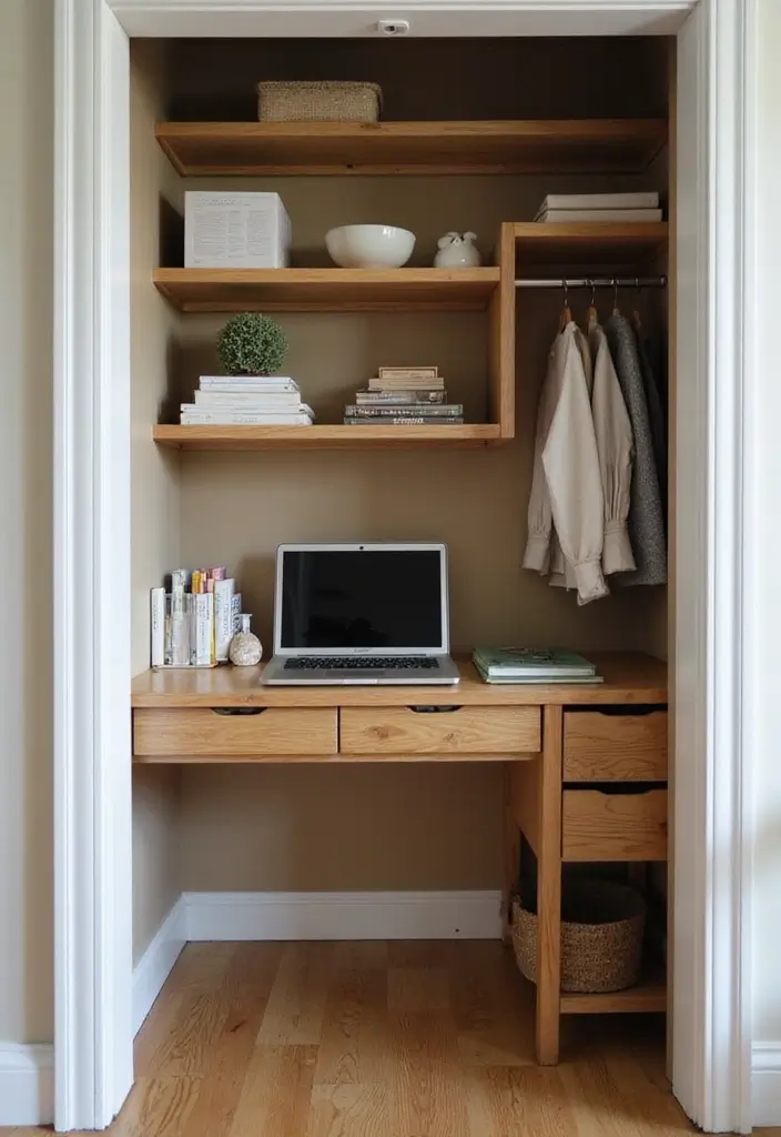 25 Small Closet Ideas DIY You’ll Wish You Knew Sooner - 22. Create a Foldable Desk Space