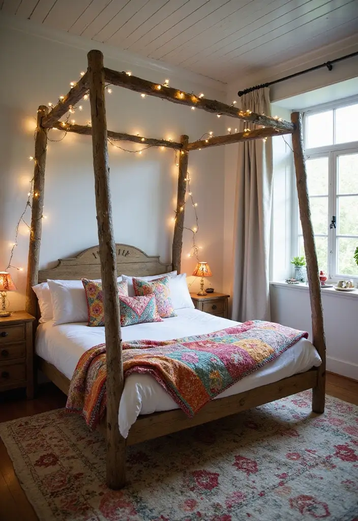 26 DIY Beds That Are Both Affordable and Stylish - 12. Vintage Ladder Bed Frame