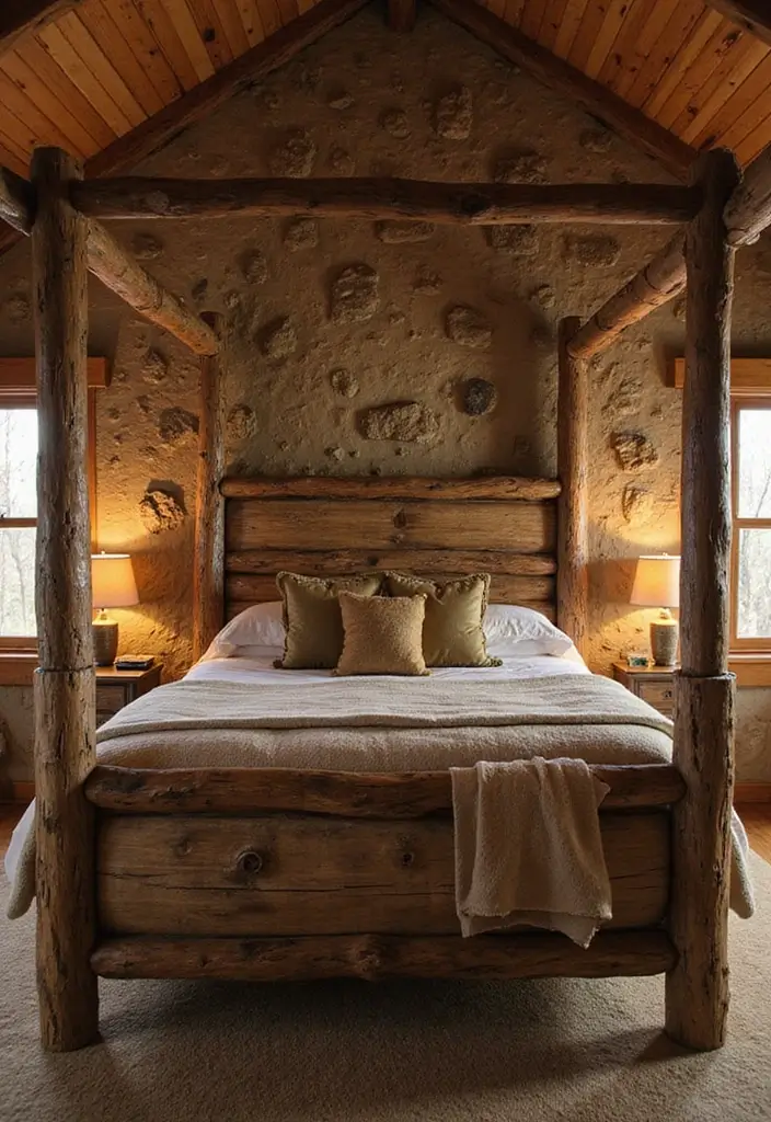 26 DIY Beds That Are Both Affordable and Stylish - 18. Rustic Log Bed
