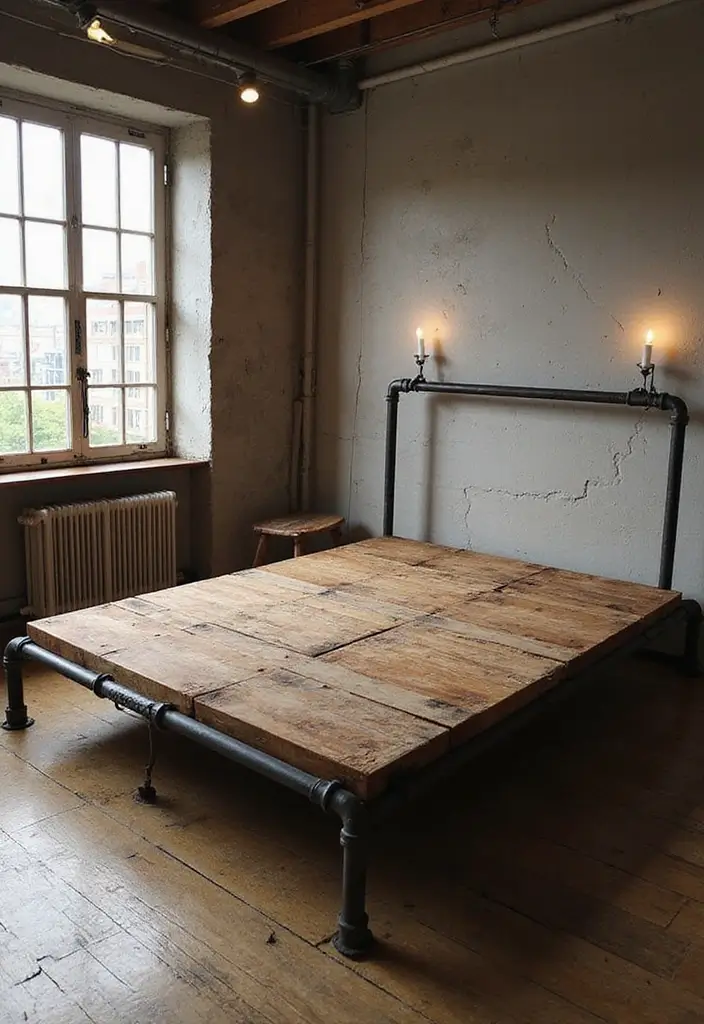 26 DIY Beds That Are Both Affordable and Stylish - 7. Industrial Pipe Bed