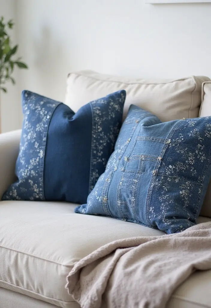 26 DIY Decor Ideas That Look Professional 14 26 DIY Decor Ideas That Look Professional - 14. Upcycled Denim Pillows