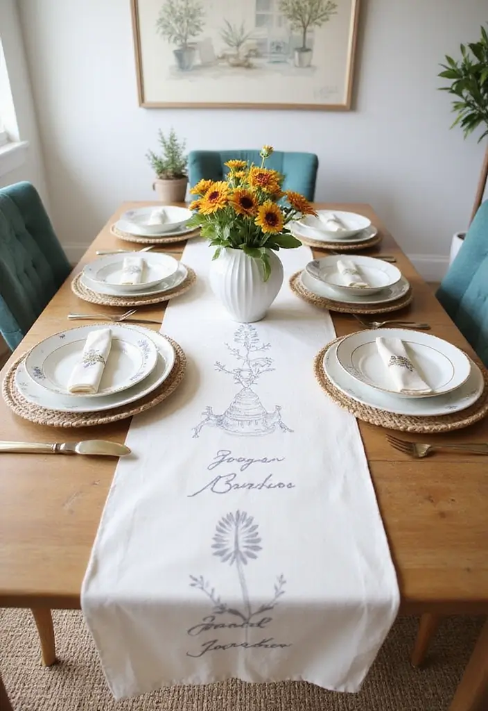 26 DIY Decor Ideas That Look Professional 18 26 DIY Decor Ideas That Look Professional - 18. DIY Stenciled Table Runner