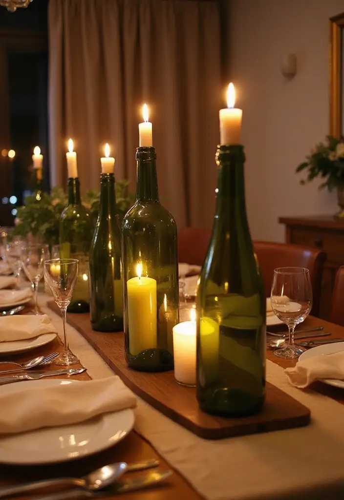 26 DIY Decor Ideas That Look Professional 6 26 DIY Decor Ideas That Look Professional - 6. Upcycled Wine Bottle Candle Holders