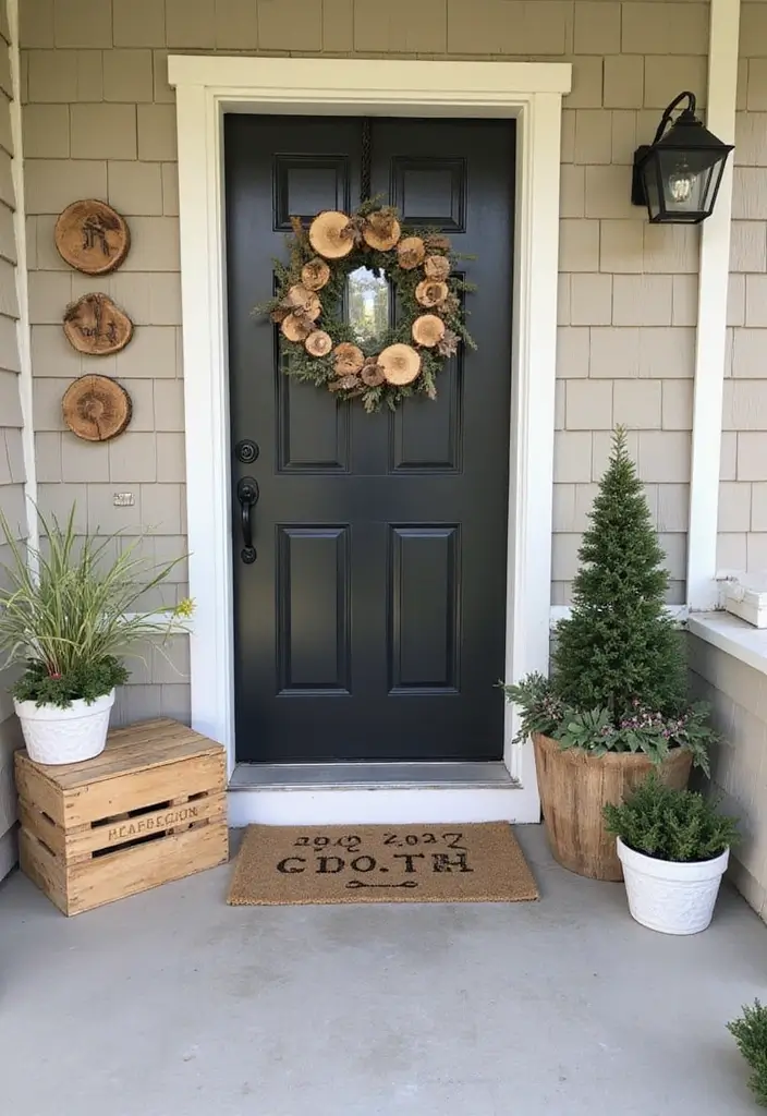26 DIY Front Porch Ideas That Make a Big Statement - 13. Natural Wood Accents