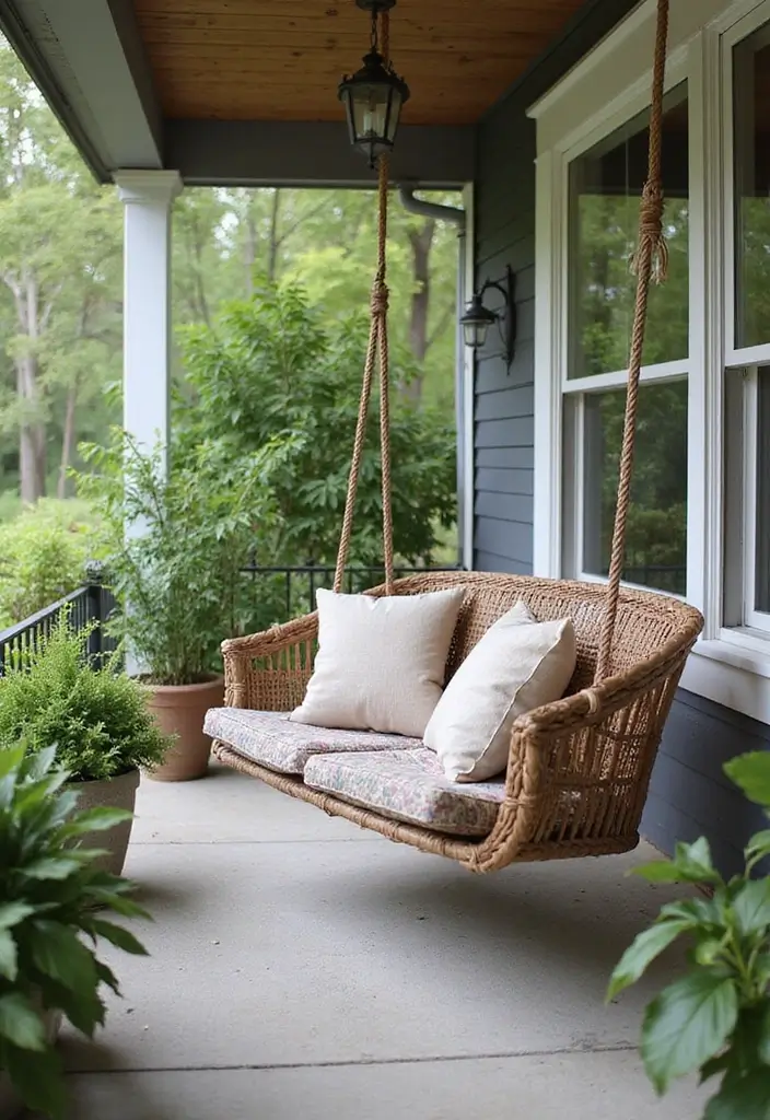 26 DIY Front Porch Ideas That Make a Big Statement - 16. Cozy Swing Chair