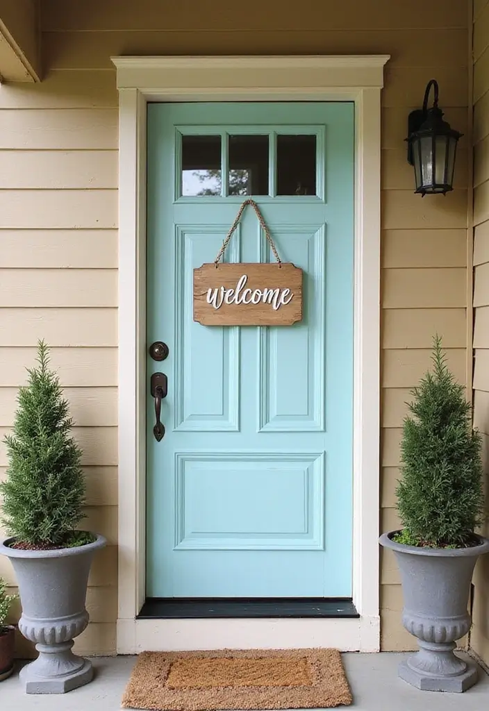 26 DIY Front Porch Ideas That Make a Big Statement - 7. Vintage Door Welcome Sign