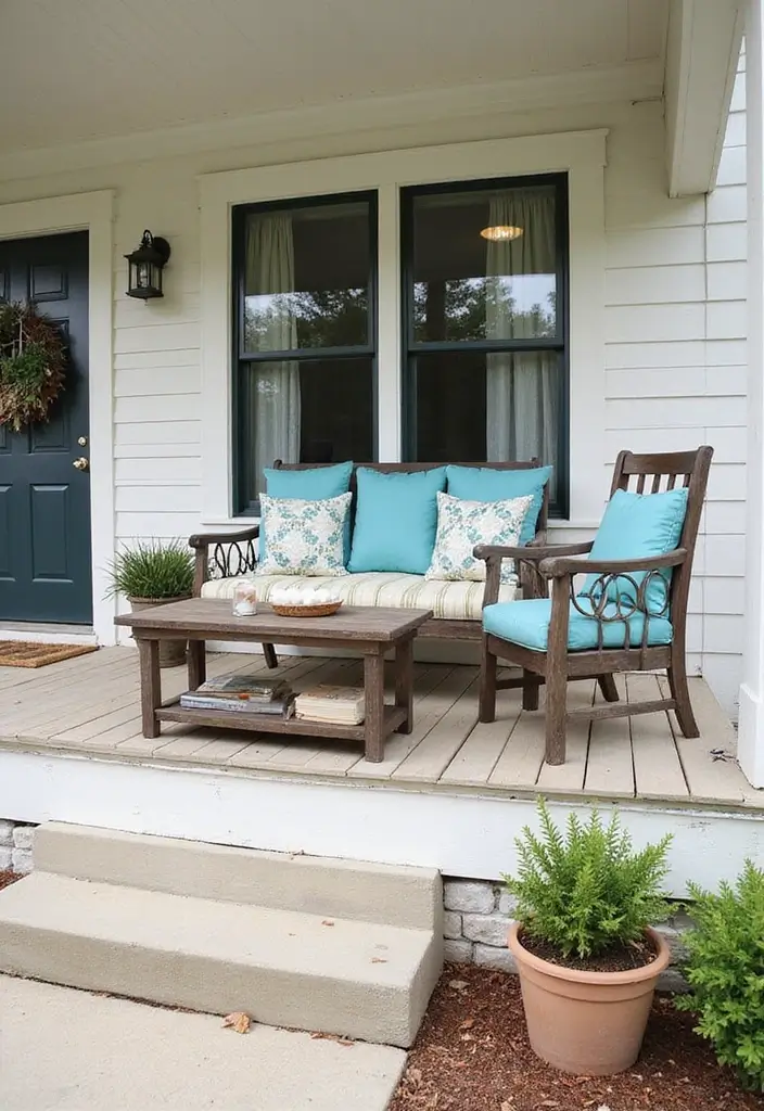 26 DIY Front Porch Ideas That Make a Big Statement - 8. Sustainable Furniture Makeover