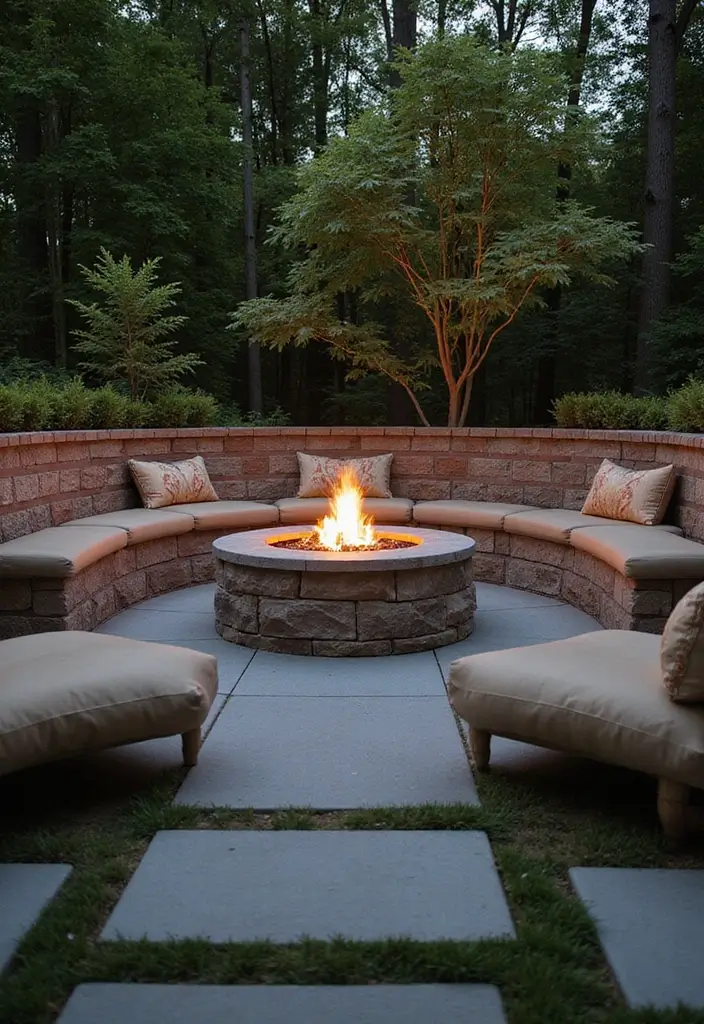 26 Outdoor Firepits DIY Projects That Transform Evenings 6 26 Outdoor Firepits DIY Projects That Transform Evenings - 6. Firepit with Seating Wall