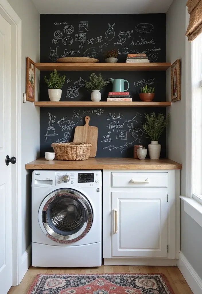 26 Small Laundry Room Ideas DIY That Truly Work 22 26 Small Laundry Room Ideas DIY That Truly Work - 22. Add a Chalkboard Wall