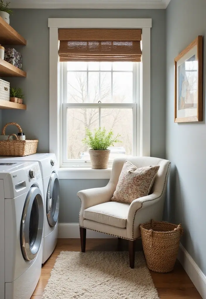 26 Small Laundry Room Ideas DIY That Truly Work 24 26 Small Laundry Room Ideas DIY That Truly Work - 24. Create a Cozy Nook