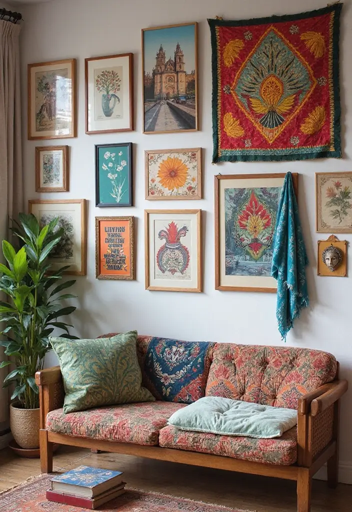 27 Chic DIY Boho Decor Ideas That Feel Effortless 12 27 Chic DIY Boho Decor Ideas That Feel Effortless - 12. Bohemian Gallery Wall