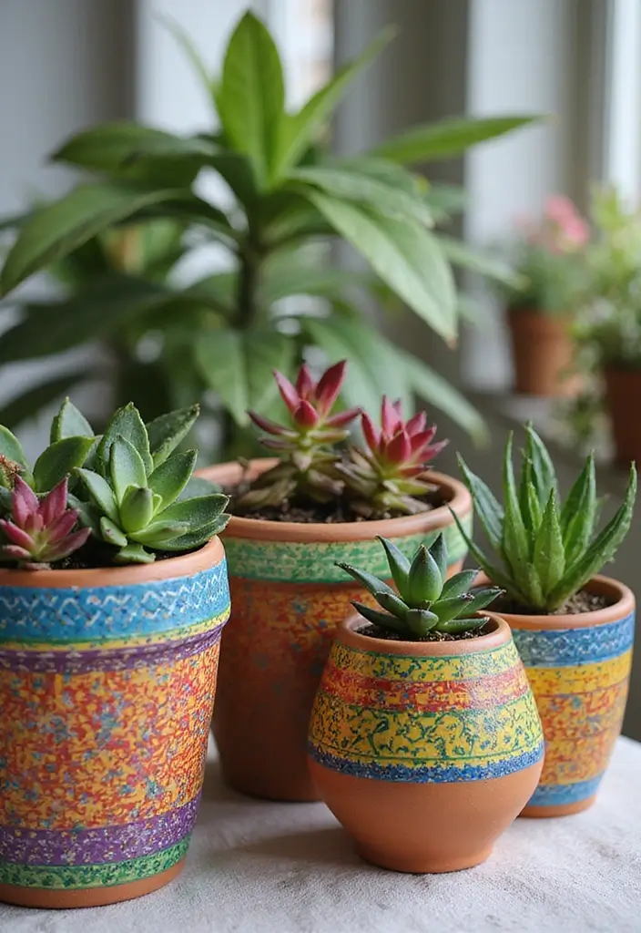 27 Chic DIY Boho Decor Ideas That Feel Effortless 13 27 Chic DIY Boho Decor Ideas That Feel Effortless - 13. Hand-Painted Terra Cotta Pots