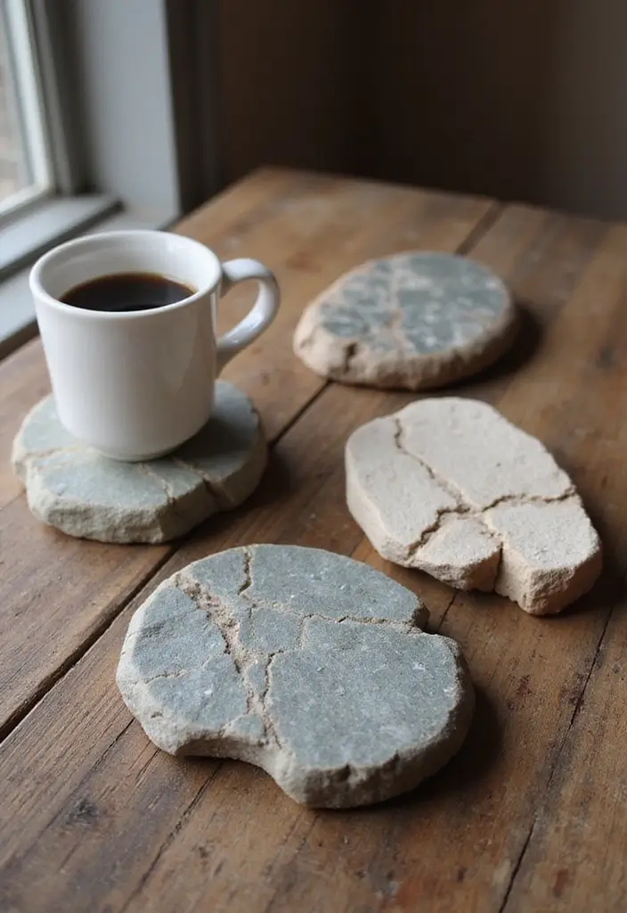 27 Chic DIY Boho Decor Ideas That Feel Effortless 24 27 Chic DIY Boho Decor Ideas That Feel Effortless - 24. Natural Stone Coasters