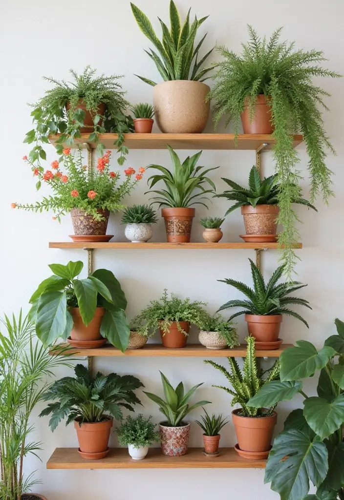 27 Chic DIY Boho Decor Ideas That Feel Effortless 4 27 Chic DIY Boho Decor Ideas That Feel Effortless - 4. Plant Shelves
