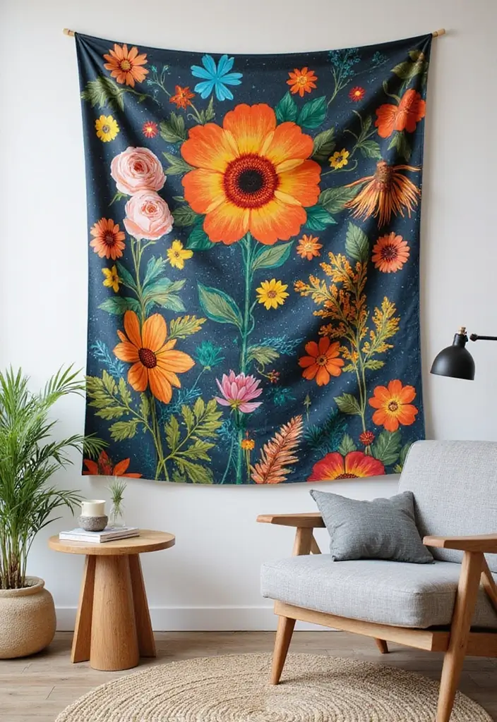 27 DIY Accent Wall Ideas That Change the Entire Room 14 27 DIY Accent Wall Ideas That Change the Entire Room - 14. Eco-Friendly Painted Tapestry