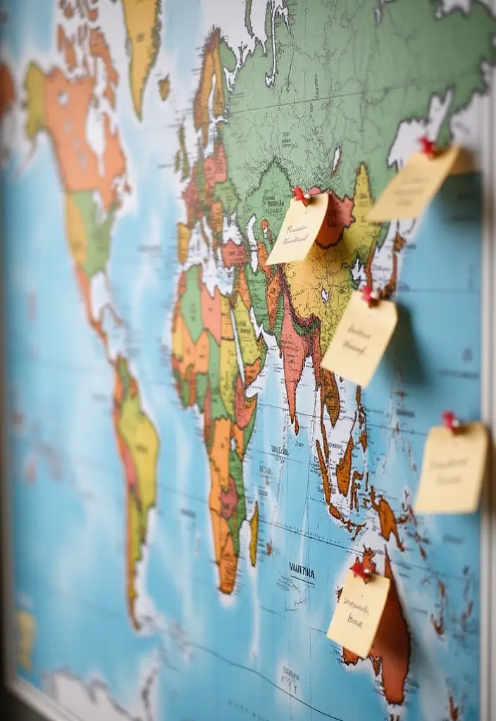 27 DIY Accent Wall Ideas That Change the Entire Room 27 27 DIY Accent Wall Ideas That Change the Entire Room - 27. Interactive Map Wall