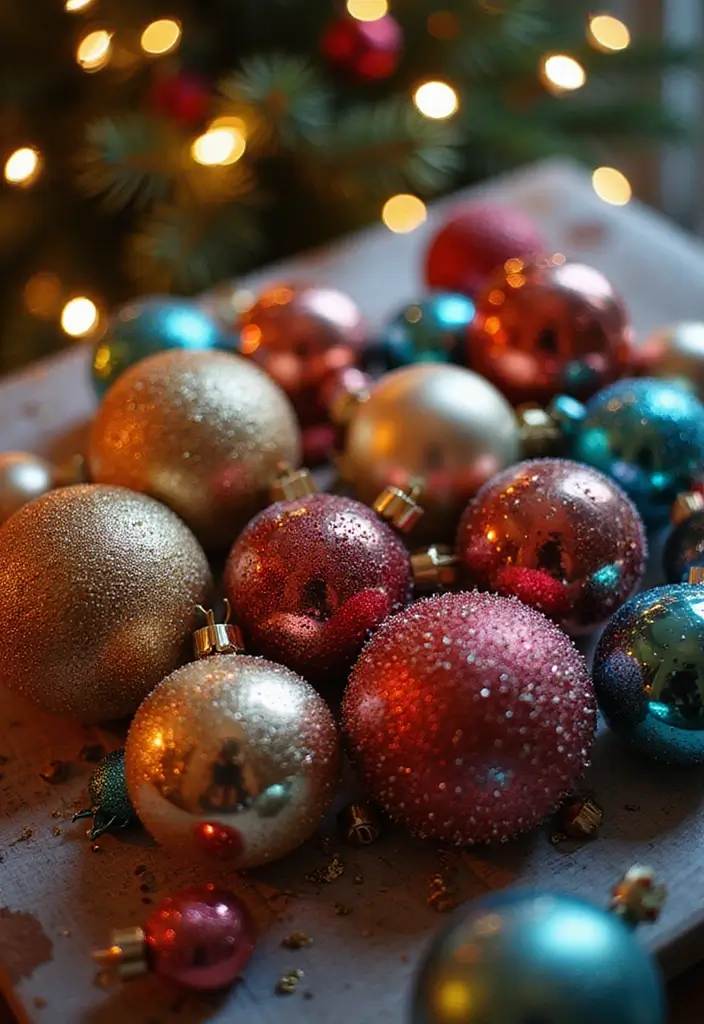 27 DIY Christmas Wall Art Projects That Spark Joy - 12. Christmas Bauble Display