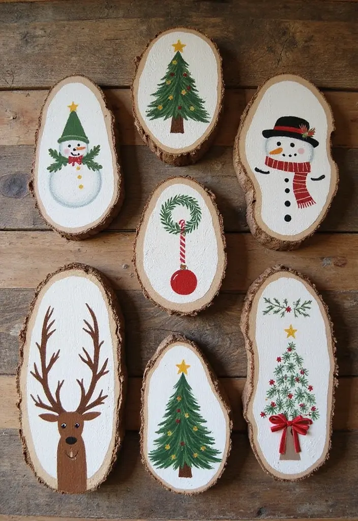 27 DIY Christmas Wall Art Projects That Spark Joy - 20. Rustic Wood Slice Art