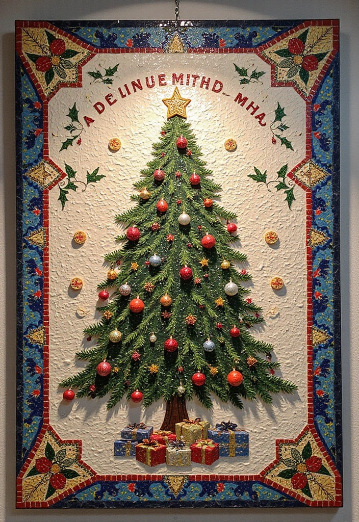 27 DIY Christmas Wall Art Projects That Spark Joy - 26. Holiday Mosaic Art