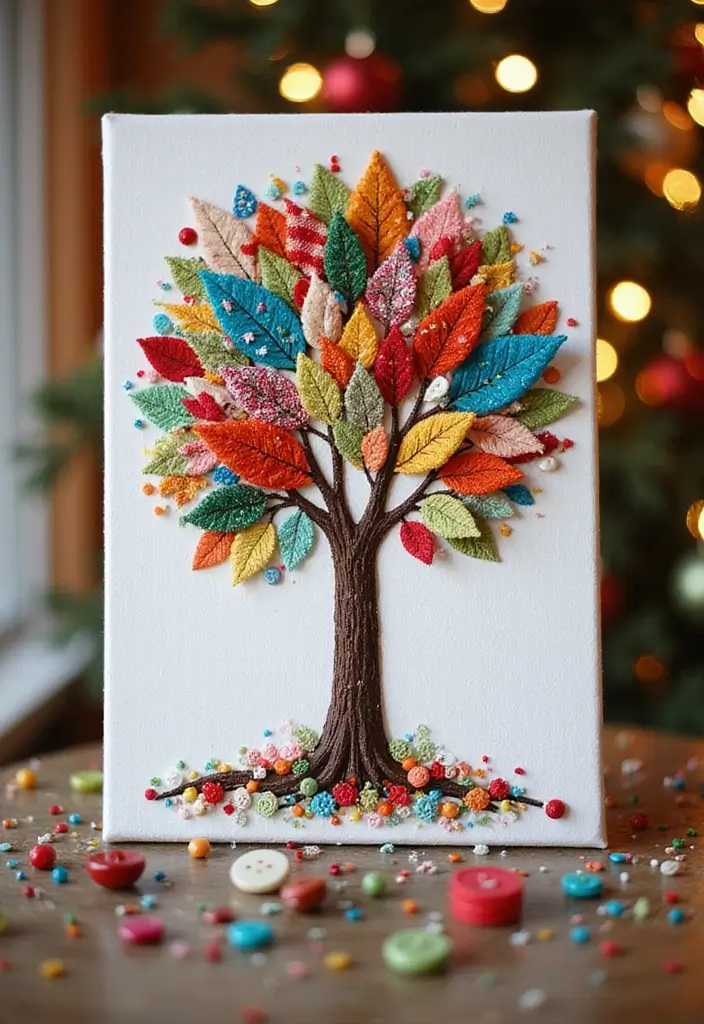 27 DIY Christmas Wall Art Projects That Spark Joy - 3. Fabric Scraps Christmas Tree