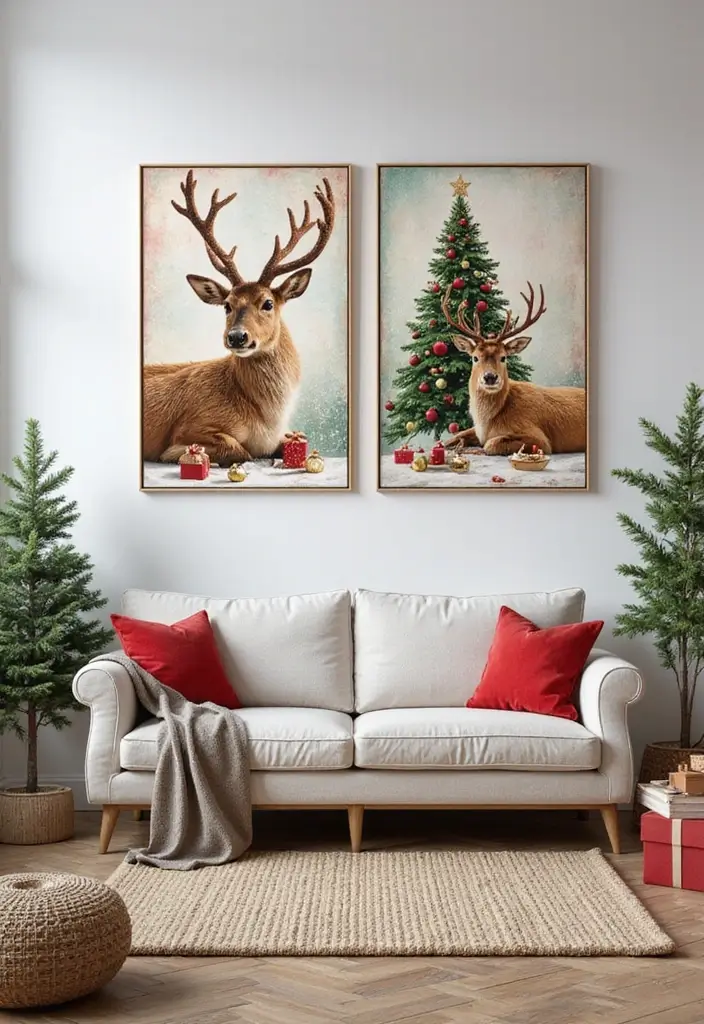 27 DIY Christmas Wall Art Projects That Spark Joy - 9. Holiday Themed Canvas Prints