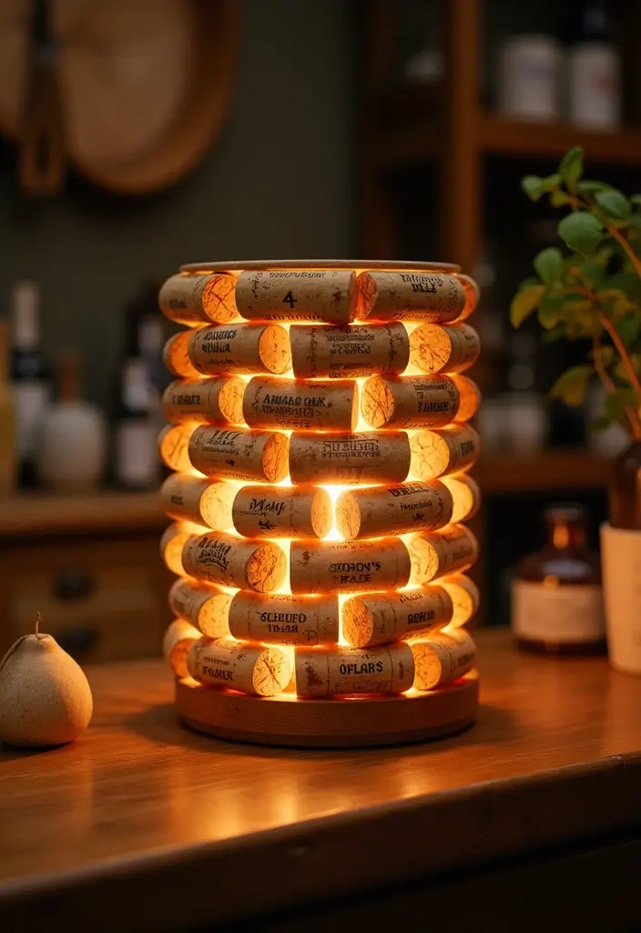 27 DIY Lamp Ideas That Brighten Any Room - 10. Cork Lamp