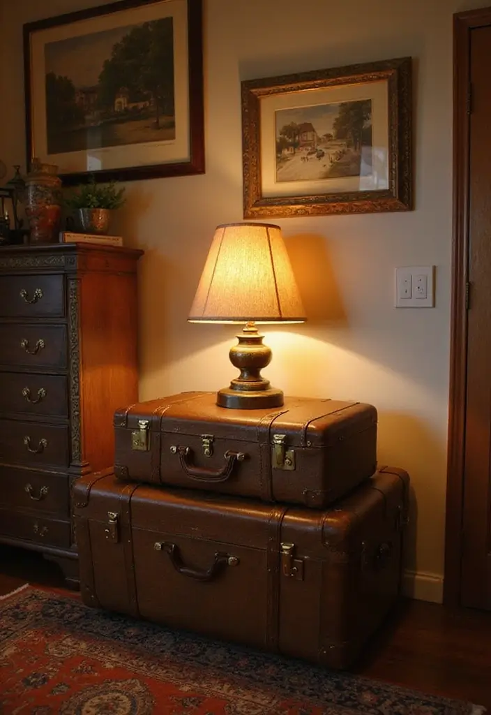 27 DIY Lamp Ideas That Brighten Any Room - 14. Vintage Suitcase Lamp