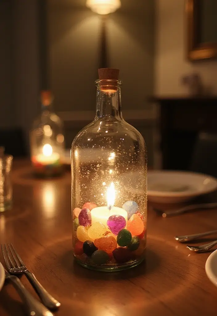 27 DIY Lamp Ideas That Brighten Any Room - 15. Simple Glass Bottle Lamp