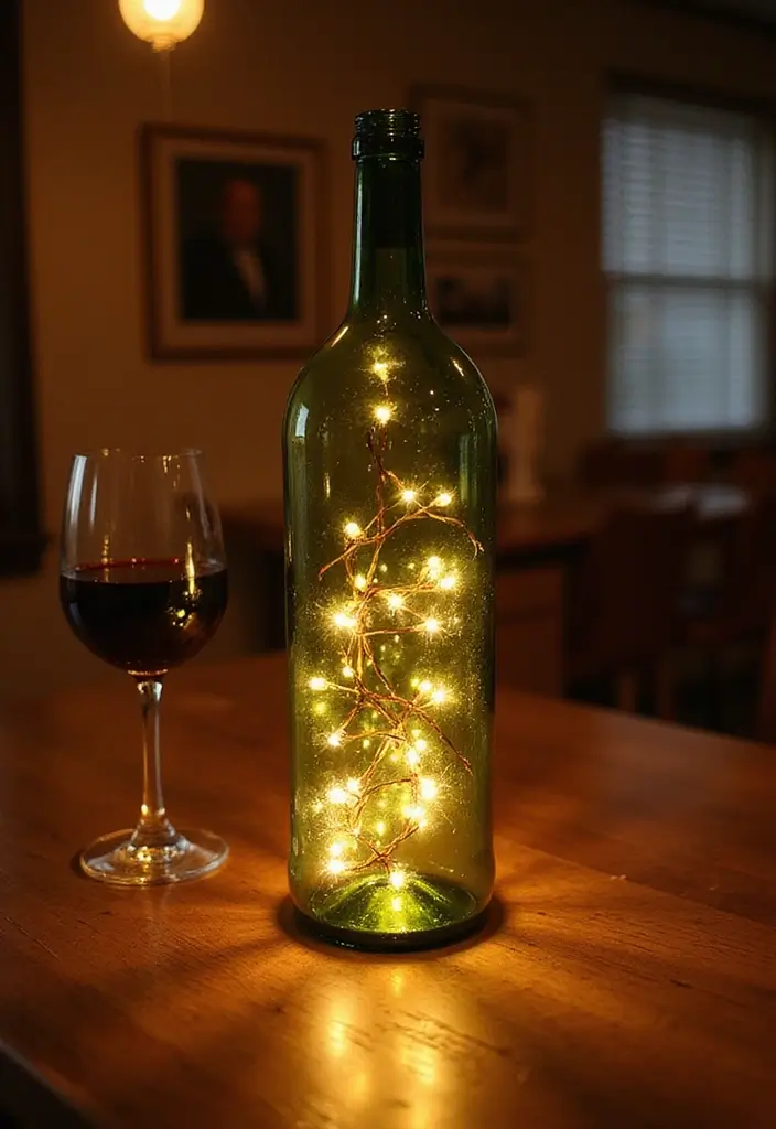 27 DIY Lamp Ideas That Brighten Any Room - 2. Wine Bottle Light