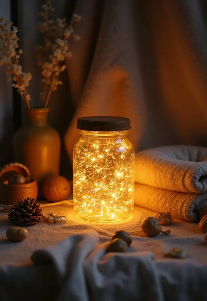 27 DIY Lamp Ideas That Brighten Any Room - 27. Simple LED Fairy Light Jar