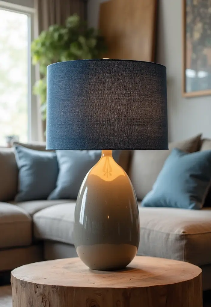 27 DIY Lamp Ideas That Brighten Any Room - 4. Upcycled Denim Lamp Shade