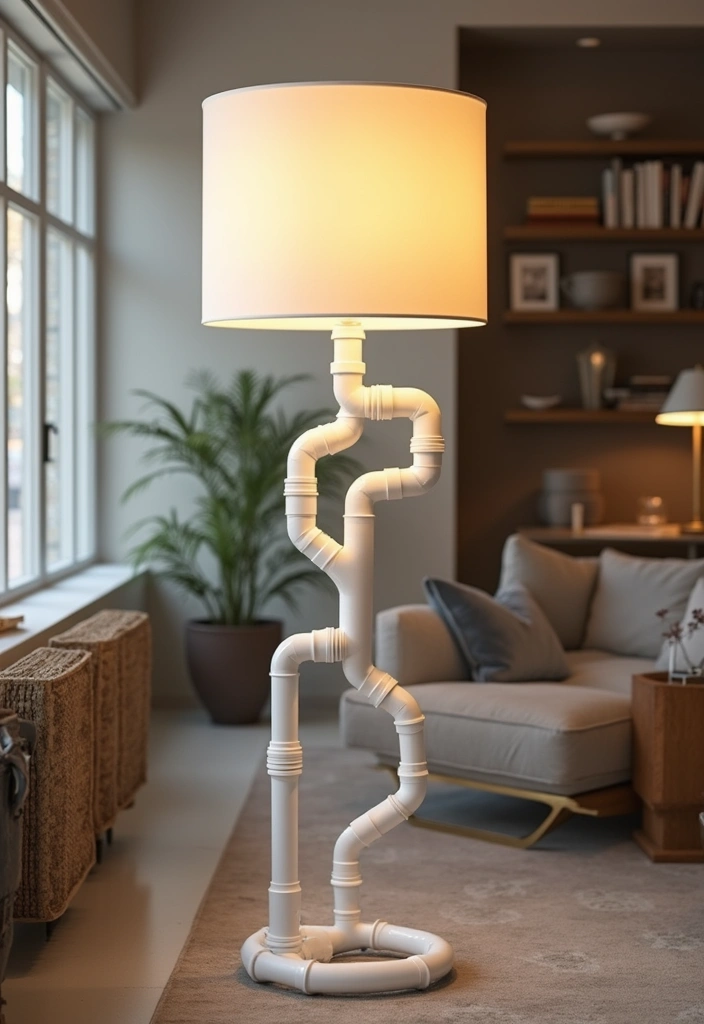 27 DIY Lamp Ideas That Brighten Any Room - 5. PVC Pipe Floor Lamp