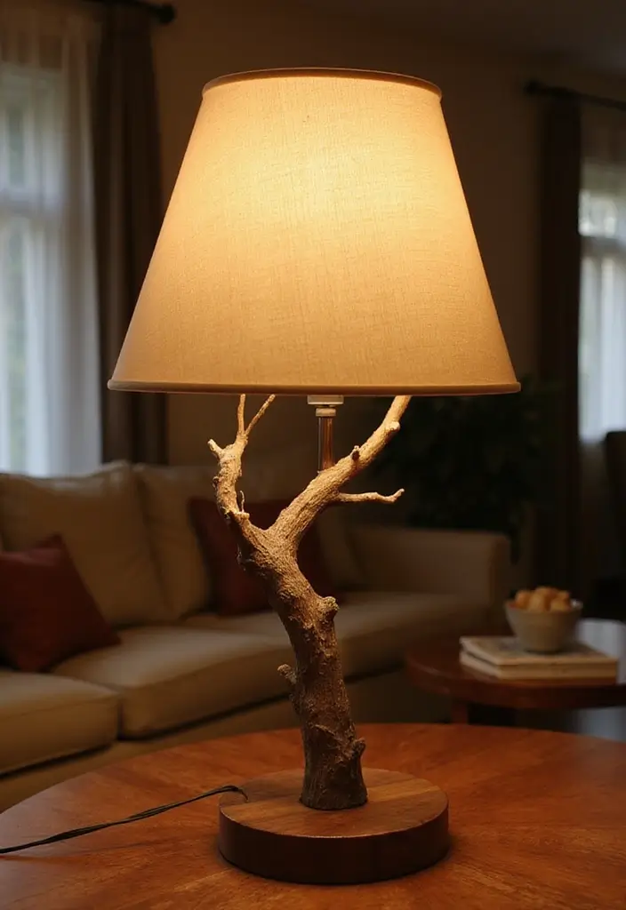 27 DIY Lamp Ideas That Brighten Any Room - 6. Nature-Inspired Branch Lamp