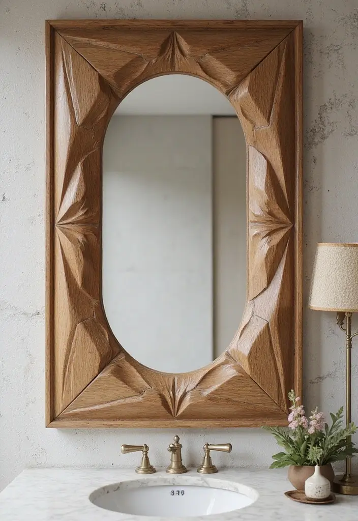 27 DIY Mirror Frame Bathroom Ideas That Shine - 12. Geometric Shape Frame